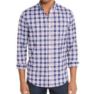 CLUBROOM Men's Blue Plaid Collared Button Down Shirt Small New With Tags
